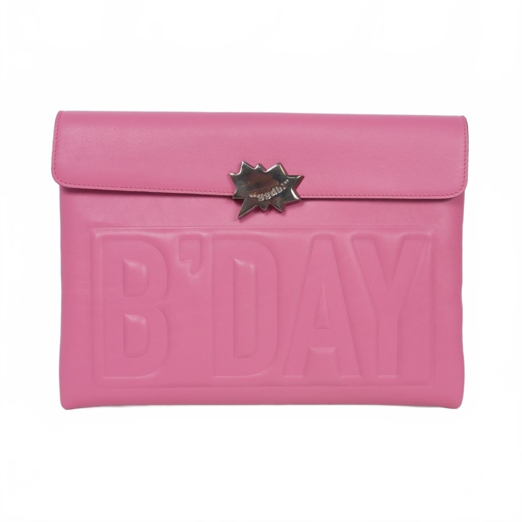 ゴールデングース GOLDEN GOOSE B day レザー クラッチバッグ キーリング付き ピンク