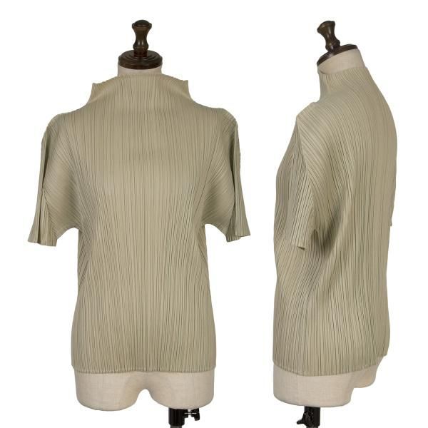 プリーツプリーズPLEATS PLEASE ハイネックプリーツTシャツ ベージュ3