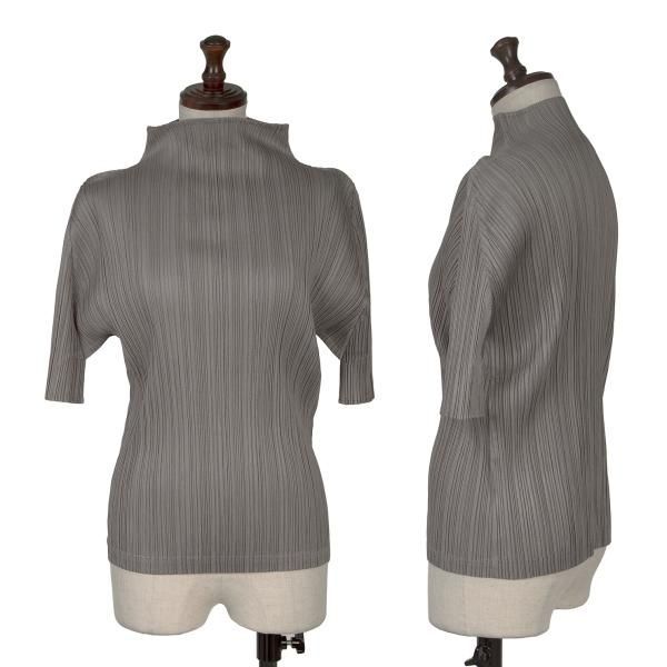 プリーツプリーズPLEATS PLEASE プリーツハイネックTシャツ グレージュ3
