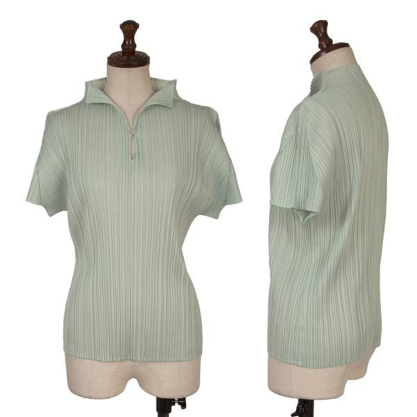 【美品】pleats please トップス　シャツ　グリーン　サイズ3 リブ PLEATS PLEASE ISSEY MIYAKE - 【美品】pleats please トップス シャツ