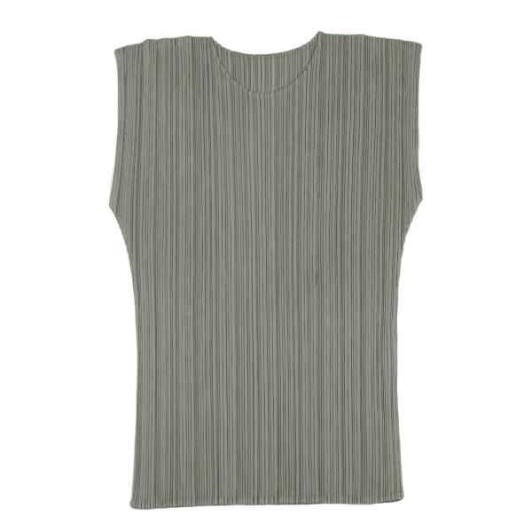 美品✨プリーツプリーズ ノースリーブ プリーツ タンクトップ グレー サイズ3 プリーツプリーズPLEATS PLEASE プリーツノースリーブ グレー3 - メルカリ