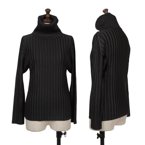 プリーツプリーズPLEATS PLEASE プリーツタートルネックカットソー 黒3