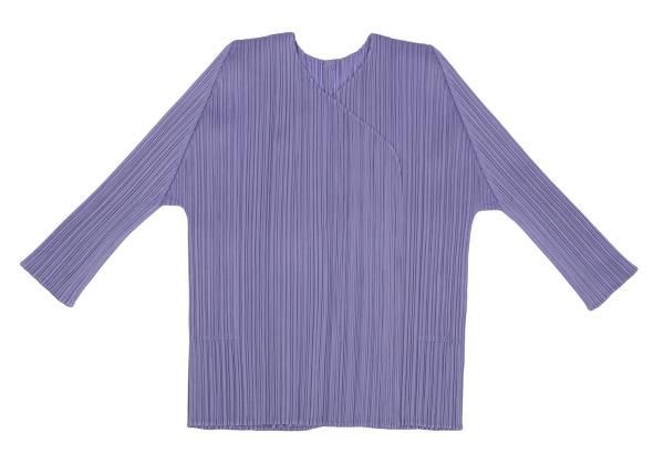 プリーツプリーズPLEATS PLEASE 七分袖プリーツボタンレスカーディガン