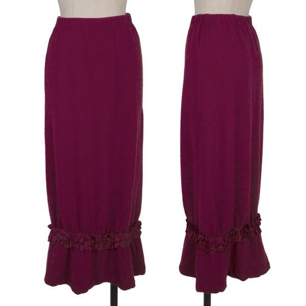 ローブドシャンブル コムデギャルソンrobe de chambre COMME des GARCONS 染めウールフリル装飾ニットスカート ボルドーM位