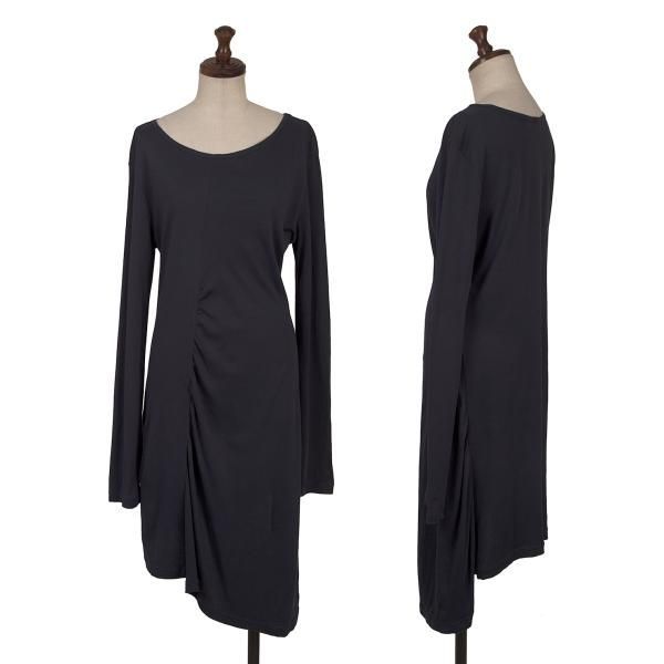 ワイズY s コットンギャザーデザインカットソーワンピース 紺2