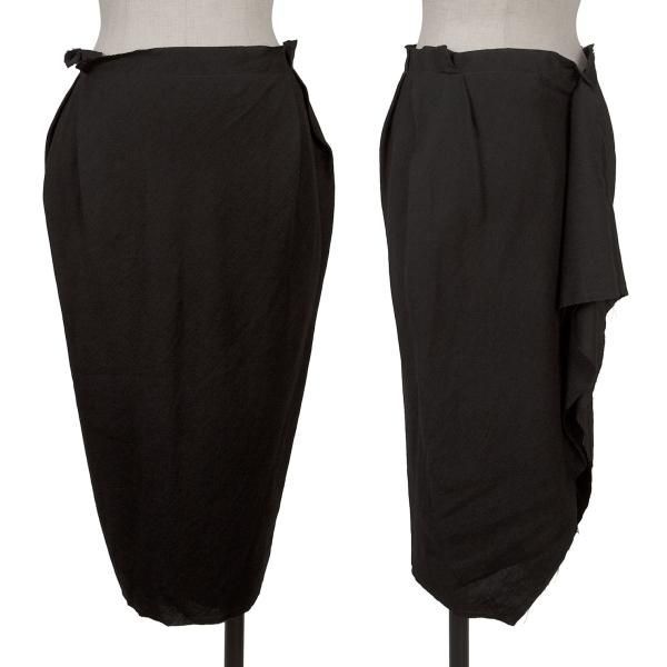 ランバンLANVIN River2009 ウール混バックドレープデザインスカート 黒36