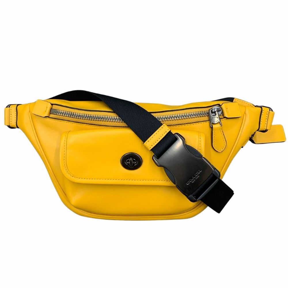 コーチ ウエストバッグ 02021-C 1277 イエロー レザー コンパクトバッグ シンプル 小物入れ 斜め掛け メンズ