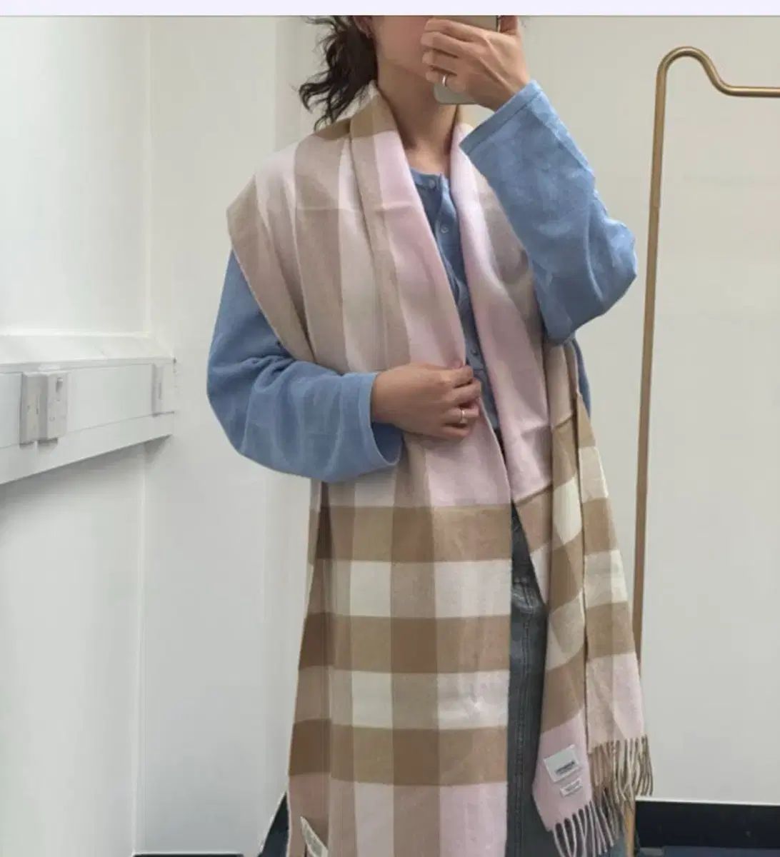 ピンク ベージュ CHECK マフラー