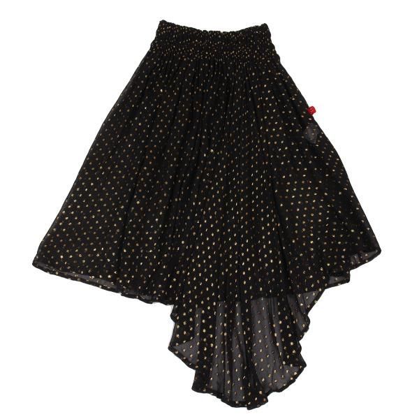 ワイズY's 赤ラベル シルクポリドット刺繍シースルースカート 黒金2