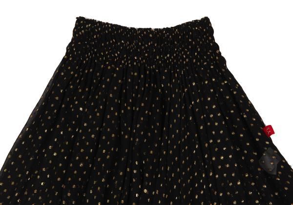 ワイズY's 赤ラベル シルクポリドット刺繍シースルースカート 黒金2