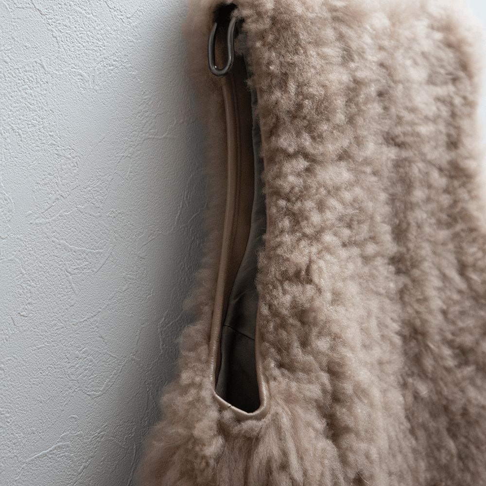 Ron Herman ロンハーマン リアルファー ゴートレザー ベスト ベージュ