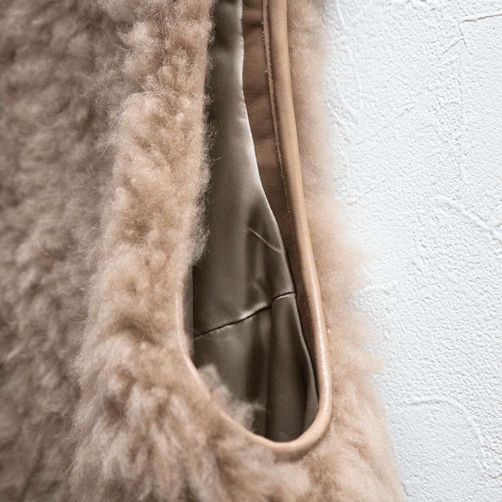 Ron Herman ロンハーマン リアルファー ゴートレザー ベスト ベージュ