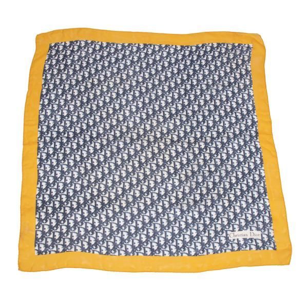 最新 クリスチャンディオールChristian Dior トロッター柄スカーフ 紺