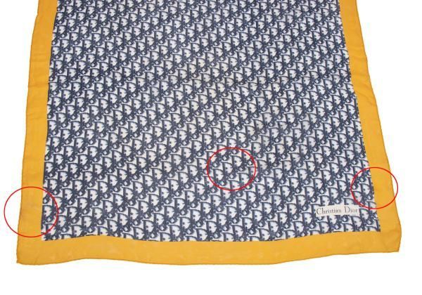 最新 クリスチャンディオールChristian Dior トロッター柄スカーフ 紺