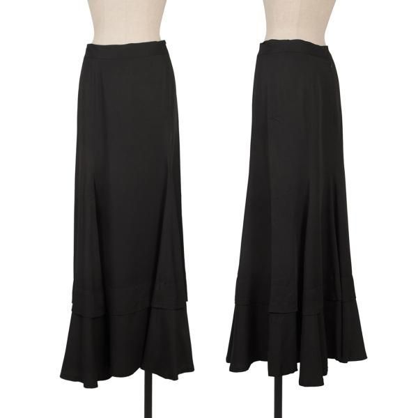 リミフゥLIMI feu レーヨン裾レイヤー切替フレアスカート 黒S