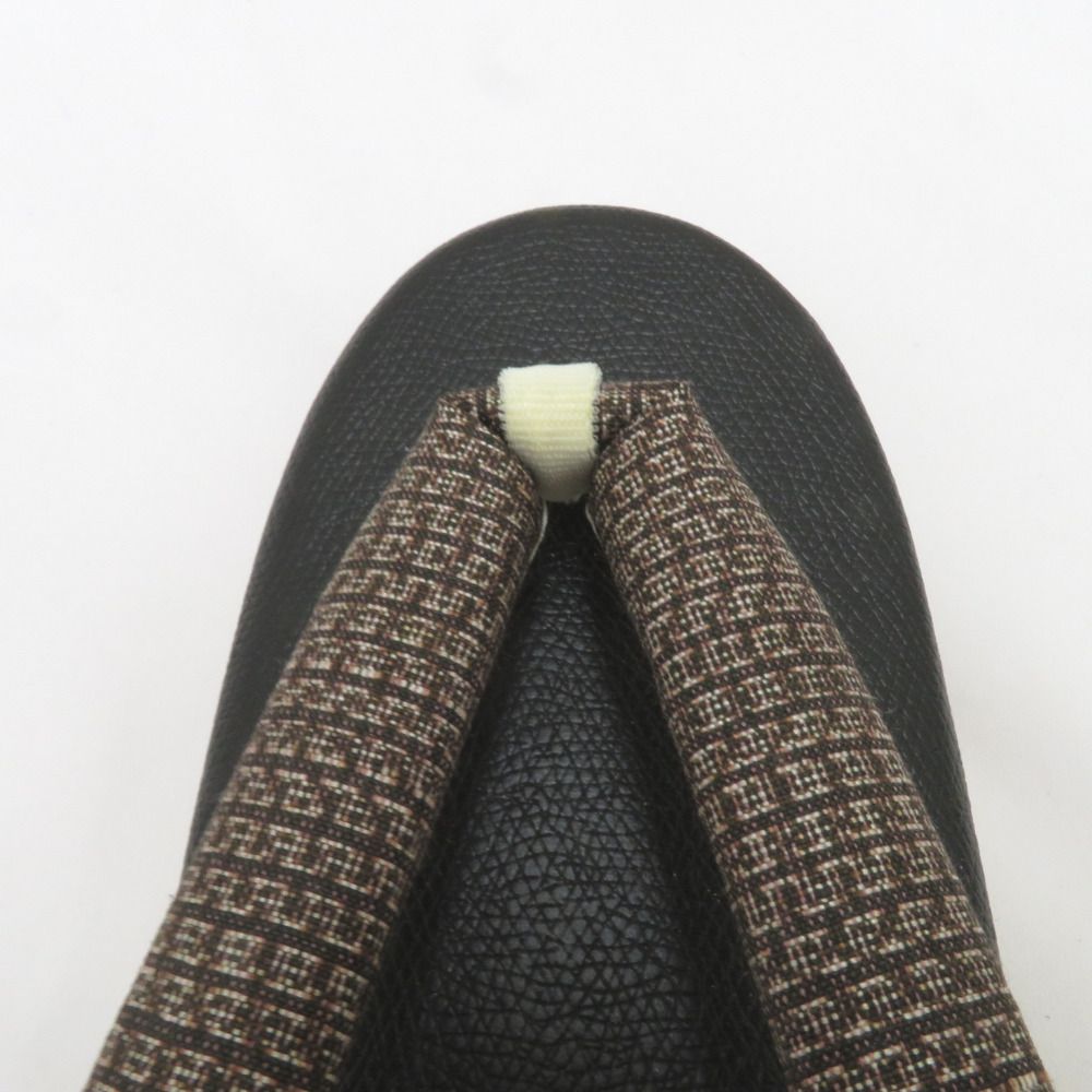  草履 ＥＶＡ使用 コルク草履 ブラック×ブラウン×ホワイト 紬地鼻緒 フリーサイズ 24.0ｃｍ 日本製 夢衣 草履 和装履物