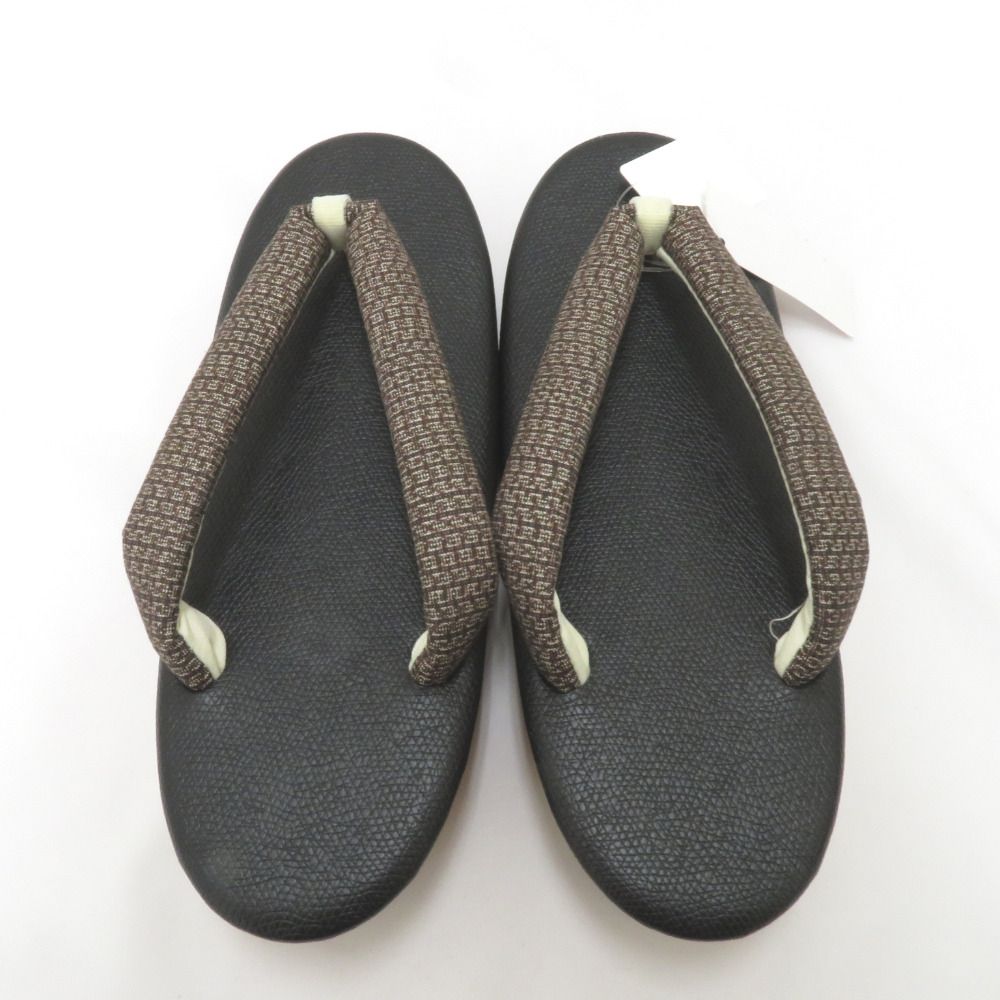 草履 ＥＶＡ使用 コルク草履 ブラック×ブラウン×ホワイト 紬地鼻緒 フリーサイズ 24.0ｃｍ 日本製 夢衣