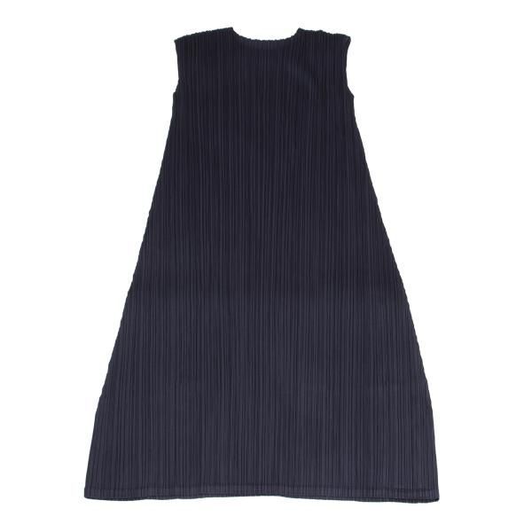 プリーツプリーズPLEATS PLEASE プリーツノースリーブワンピース 紺3