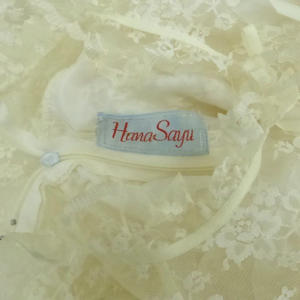 【中古】ハナサユ ドレス ワンピース ハイネック 半袖 ロング丈 マキシ丈 総レース アイボリー パニエ付き 2115019 ハナサユ HANASAYU ドレス ワンピース ハイネック 半袖 ロング丈