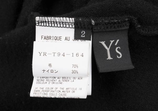 ワイズY's ウール混ダブルブレストバンドカラーニットトップス ワイズY's ウール混ダブルブレストバンドカラーニットトップス 黒2