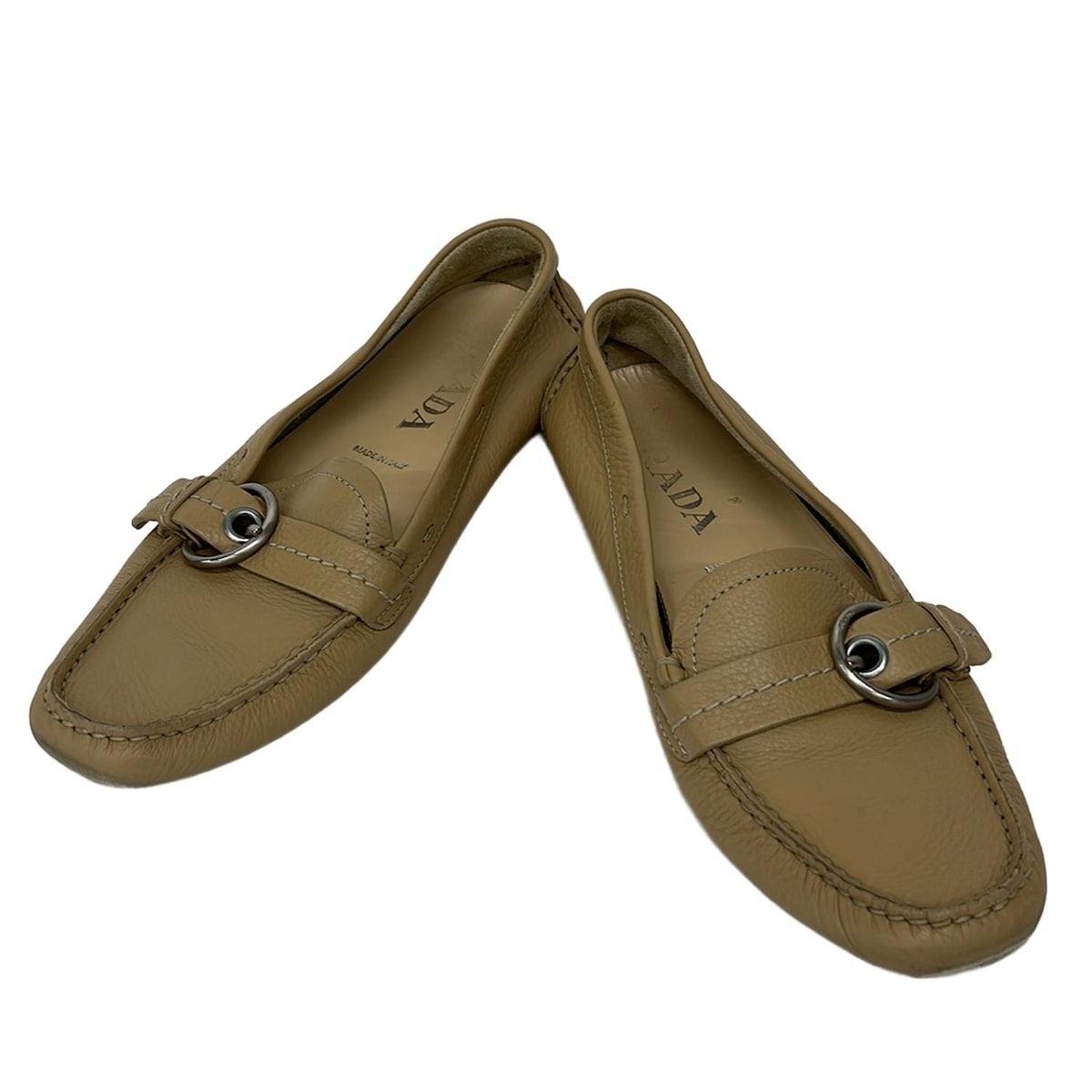 PRADA(プラダ) フラットシューズ 38 レディース - ベージュ インソール