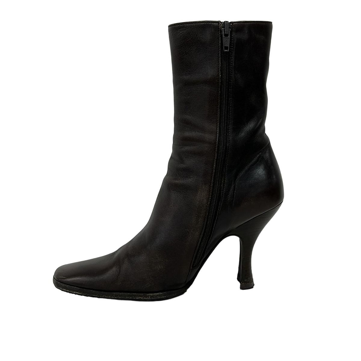 PRADA(プラダ) ショートブーツ 35 1/2 レディース - ダークブラウン PRADA(プラダ) ショートブーツ 35 1/2 レディース - ダークブラウン