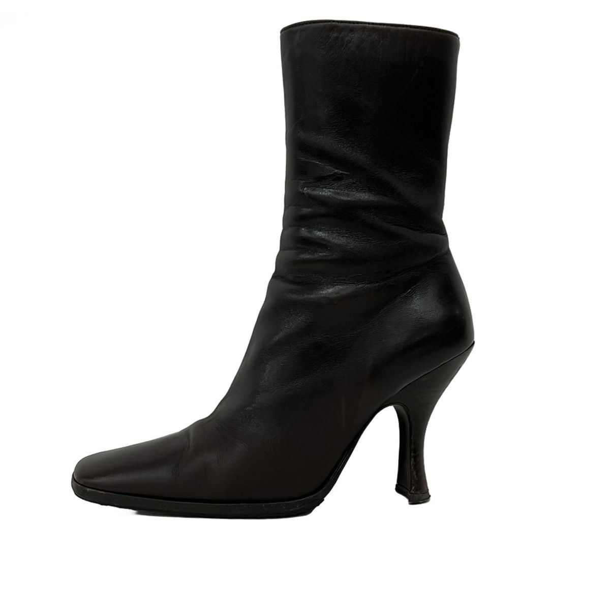 PRADA プラダ ショートブーツ 35 1 2 レディース - ダークブラウン アウトソール張替済 レザー