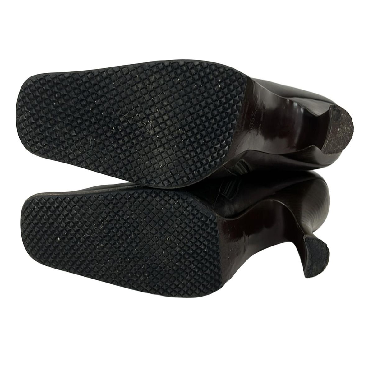  PRADA プラダ ショートブーツ 35 1 2 レディース - ダークブラウン アウトソール張替済 レザー ブーティ ブーツ