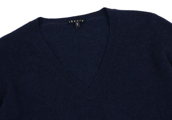 セオリー カシミヤ100% 未使用 タグ付き ハイネック ニット 紺 Lサイズ
