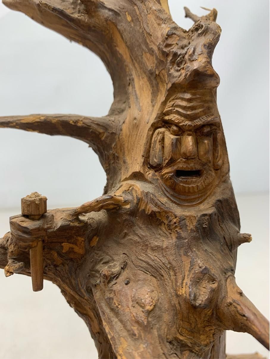 貴重 根彫 不動明王 人物像 木彫り 骨董 流木アート 仏教美術 レトロ