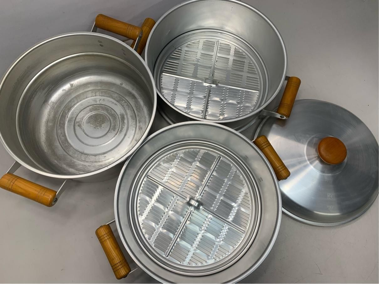 三協アルミ 三段蒸し器 30cm アルミ製 業務用にも せいろ鍋 万能蒸し器