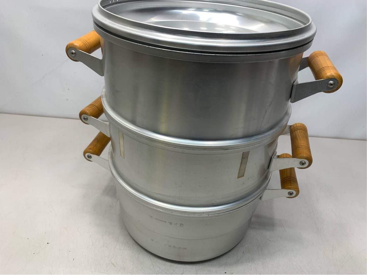 三協アルミ 三段蒸し器 30cm アルミ製 業務用にも せいろ鍋 万能蒸し器