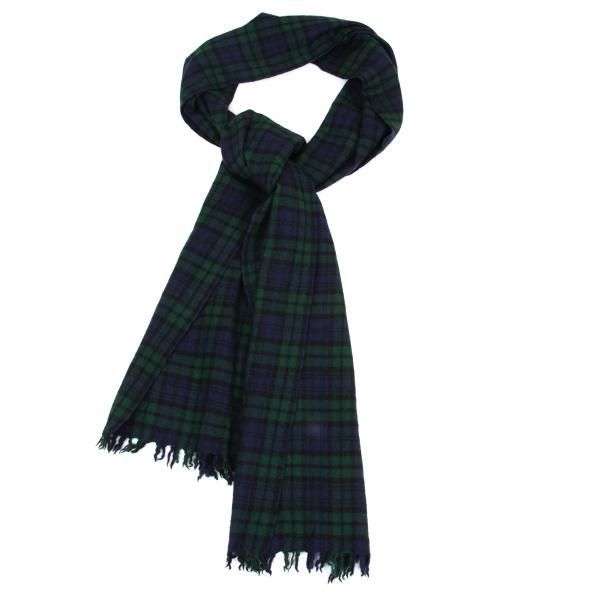 コムデギャルソンオム　マフラー　ストール　縮絨ウール緑　紺色 コムデギャルソン オムCOMME des GARCONS HOMME 縮絨タータンチェック