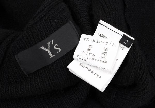ワイズY's ウール混編み地切替スナップニットカーディガン 黒2 - メルカリ