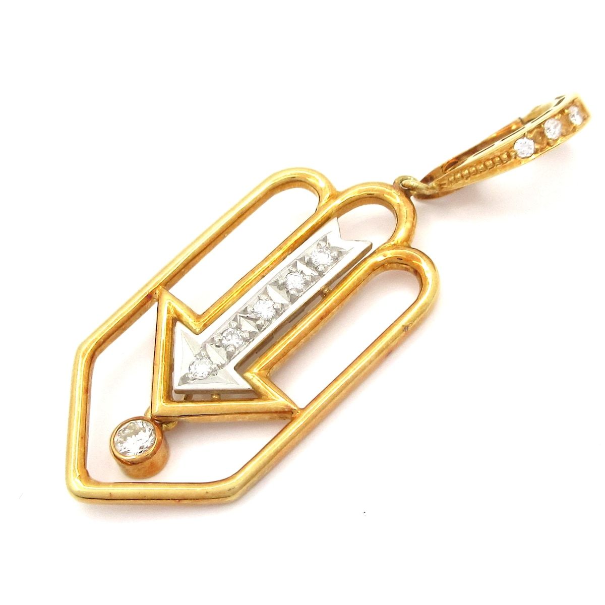 Unbranded ノーブランド ペンダントトップ K 18 YG×Pt 900×ダイヤモンド 総重量 5.2 g 0.02刻印 0.10刻印 0.07刻印