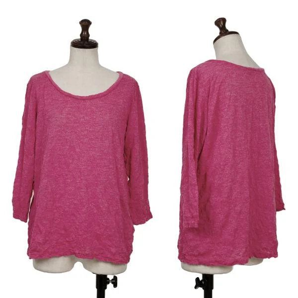 イッセイミヤケミーISSEY MIYAKE me シワ加工七分袖カットソー 最も