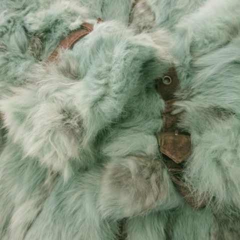 【中古】MAX A ラビットファーブルゾン スタンドカラー ダブルジップ 毛皮 ベルトデザイン スエード 3 L 緑 MAX A ラビットファーブルゾン スタンドカラー ダブルジップ 毛皮