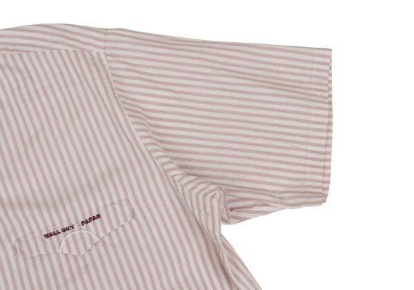 パパスPapas アウトレット コットンストライプ半袖シャツ ピンクベージュL パパスPapas アウトレット コットンストライプ半袖シャツ ピンクベージュL