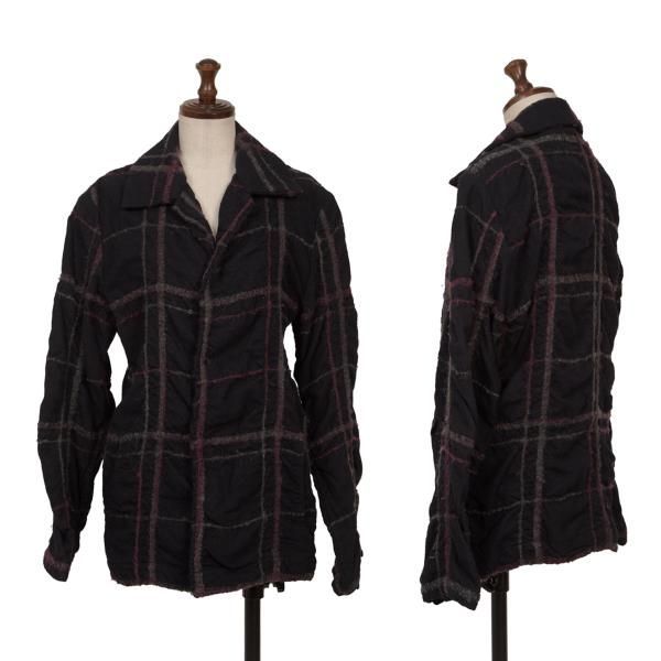 Y's bis ジャケット ワイズビスリミY's bis LIMI 格子柄縮絨スナップボタンジャケット 紺紫