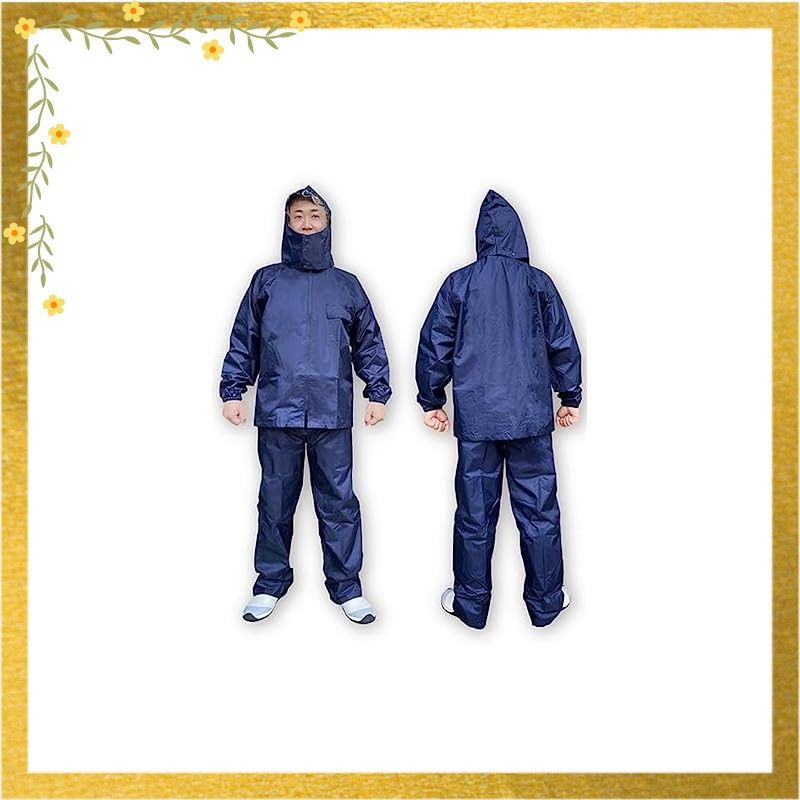 福徳産業 カッパ 上下セット 8L ネイビー メンズ レディース 男女共用 防水 レインウェア RAIN SOLDIER 1