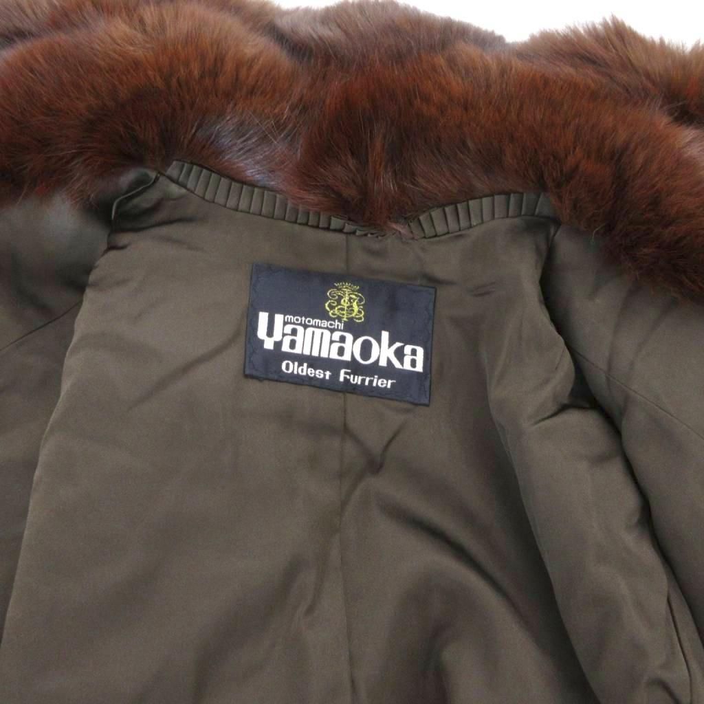 ヤマオカ yamaoka ファーコート 毛皮 ラム 衿フォックス ミドル ハーフ
