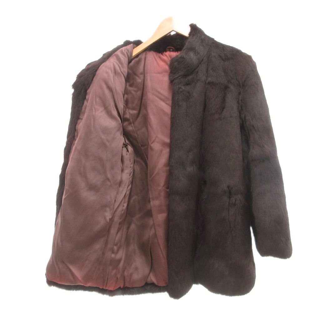 【中古】ヌートリアファー コート 毛皮 ミドル ハーフ丈 ダークブラウン /UO ■GY11 レディース ヌートリアファー コート 毛皮 ミドル ハーフ丈 ダークブラウン /UO □GY11
