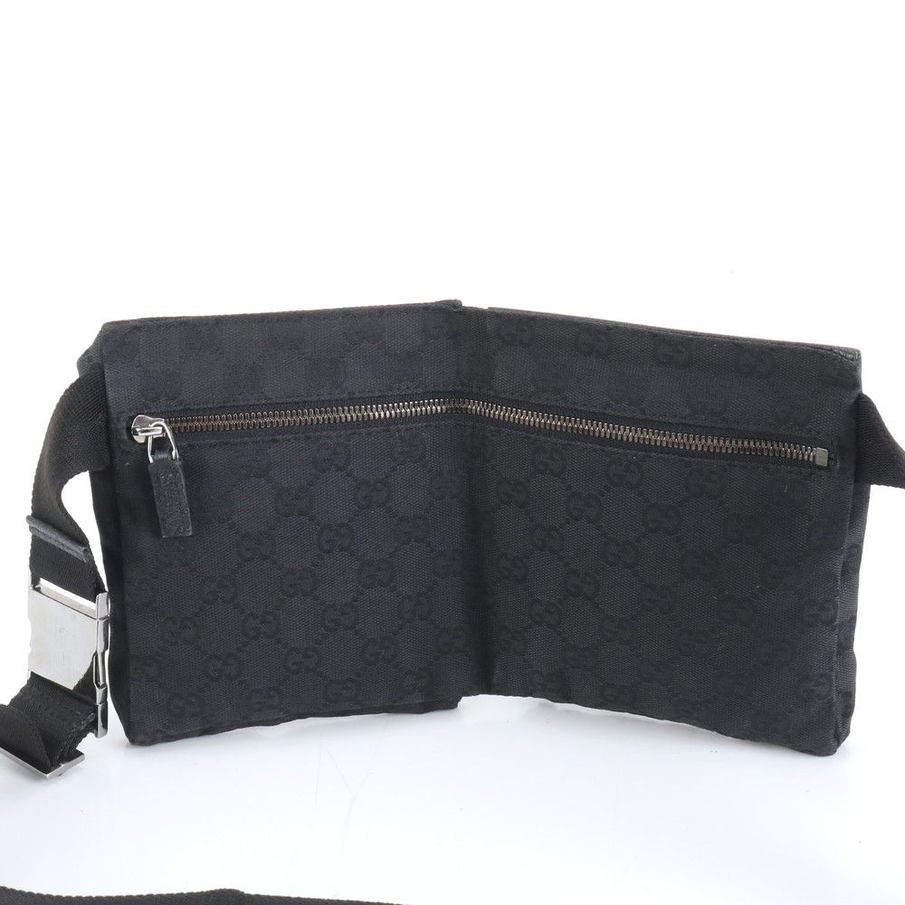グッチ GG キャンバス 28566 レザー ボディバッグ 斜め掛け ボディ ウエストポーチ ショルダー ブラック メンズ RCE DD 38-10