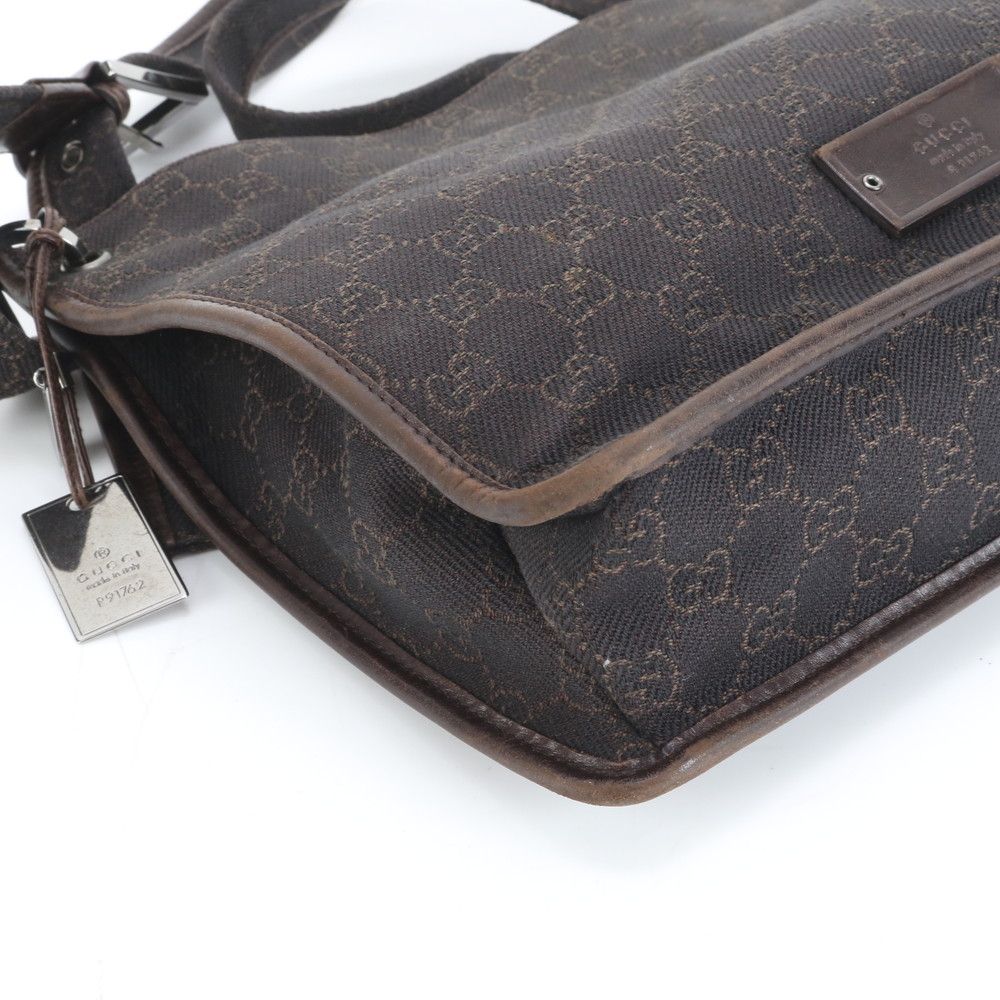 極美品 グッチ GG キャンバス 91762 レザーz ショルダーバッグ 斜め