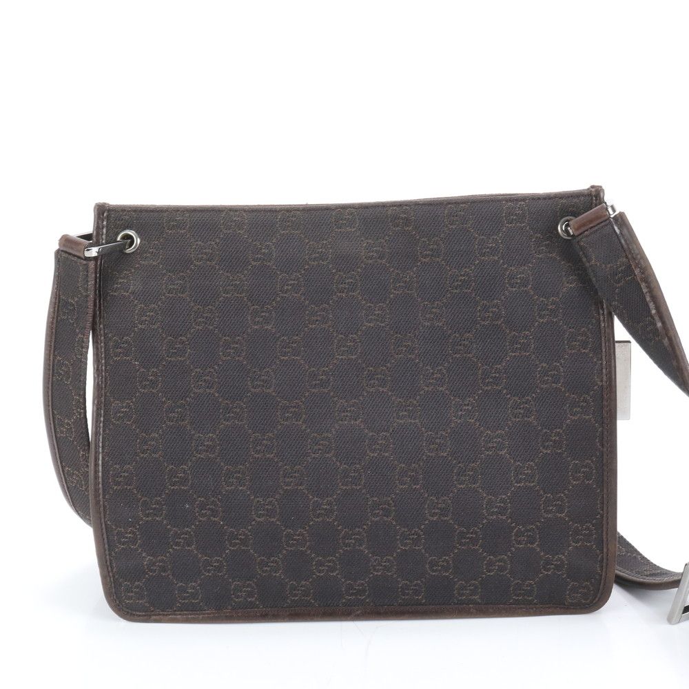 極美品 グッチ GG キャンバス 91762 レザーz ショルダーバッグ 斜め