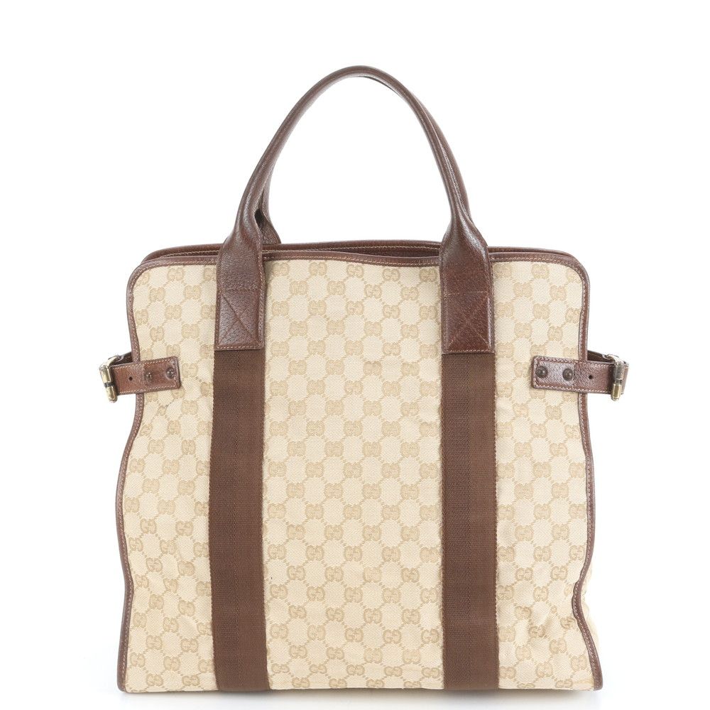 美品 グッチ GG キャンバス 115517 レザー トート バッグ ショルダー