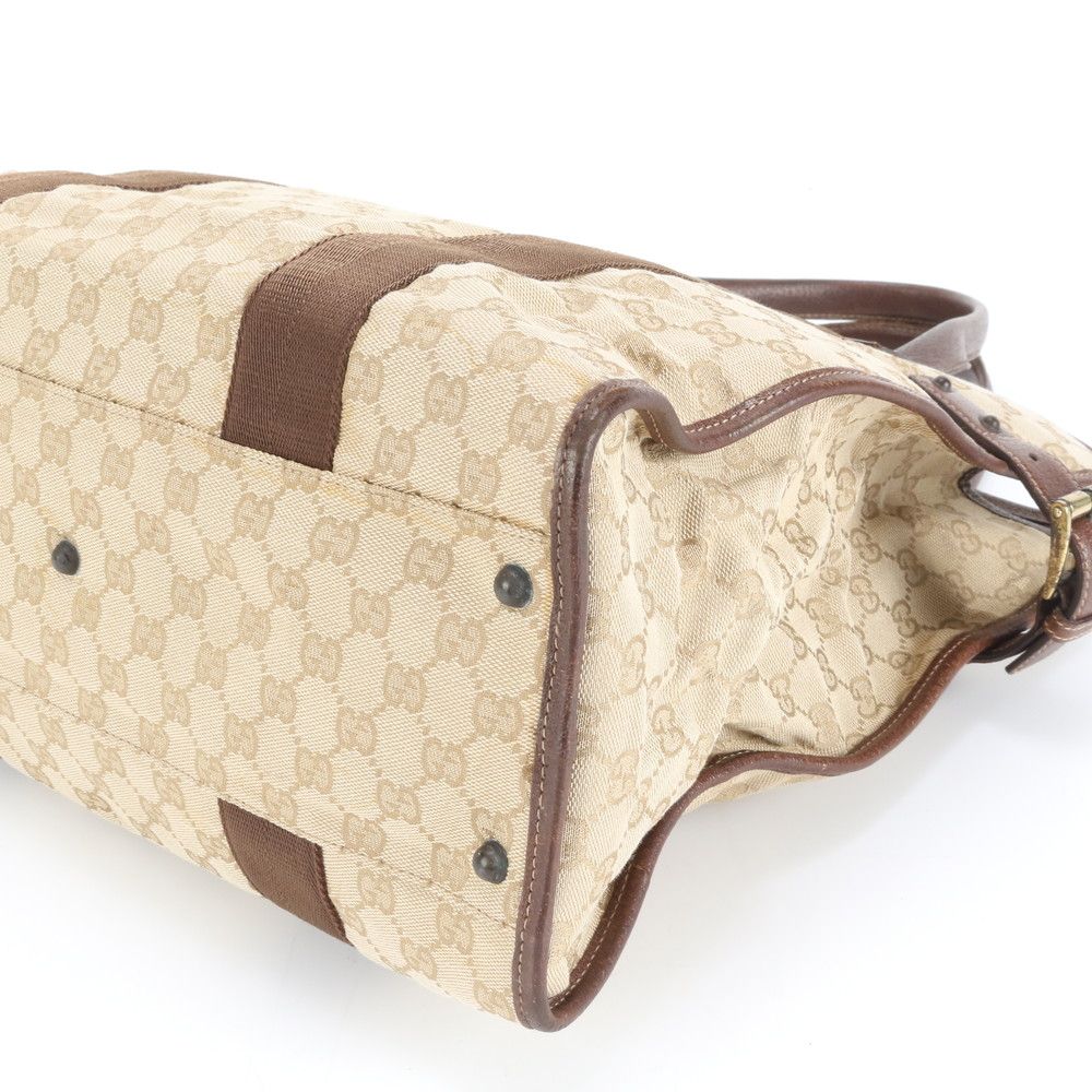 美品 グッチ GG キャンバス 115517 レザー トート バッグ ショルダー