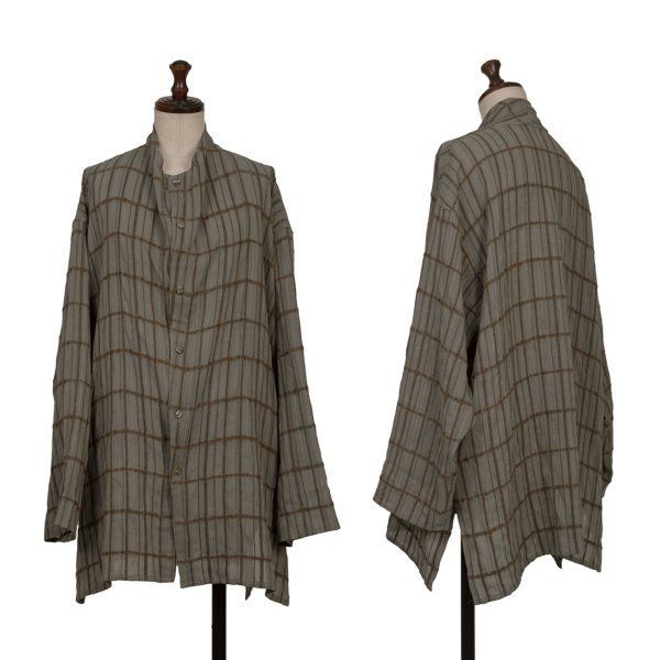 ヨーガンレールJURGEN LEHL シルクウールチェック織りシアーシャツ