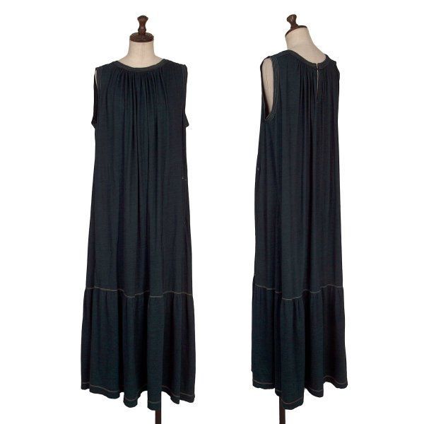 45rpm 45R コットン裾切替ノースリーブロングワンピース インディゴM位
