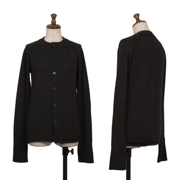 ヨウジヤマモト ノアールYohji Yamamoto NOIR ウールクルーネックニットカーディガン 紺2